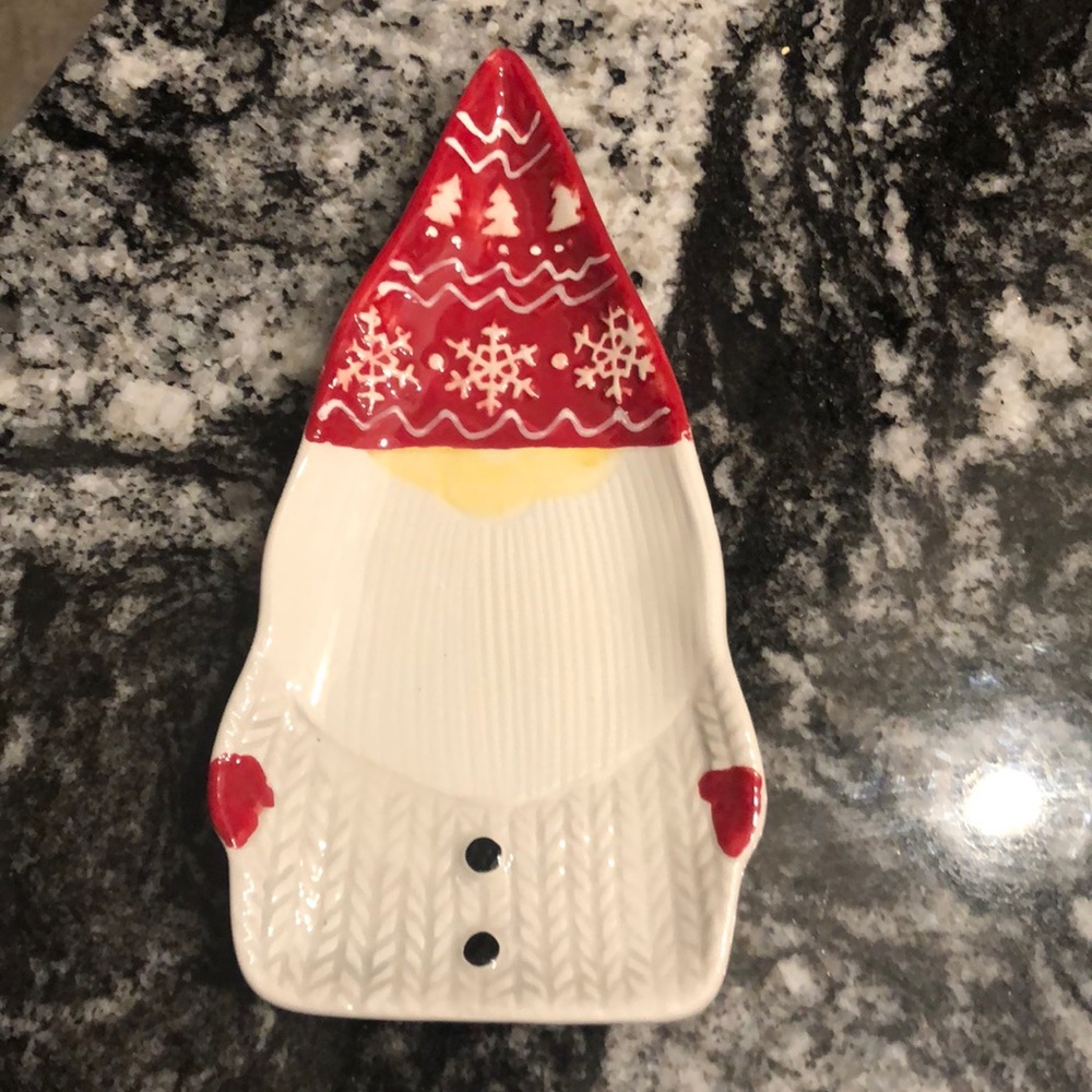Small Christmas Gnome Tray, Holiday Gnome, Santa Gnome, Knickknack dish